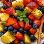Fresh Fruit Salad with Delightful Honey Lime Poppy Seed Dressing